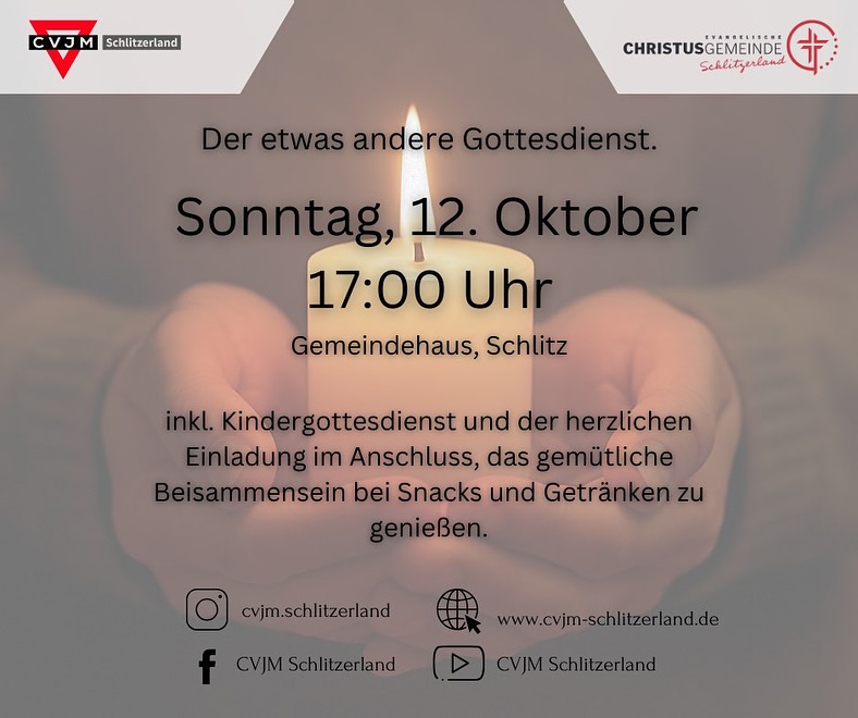"Safe Space - Heimat bei Gott finden" - der etwas andere Gottesdienst (CVJM Schlitzerland), 12.10.2025, 17 Uhr, Gemeindehaus Schlitz