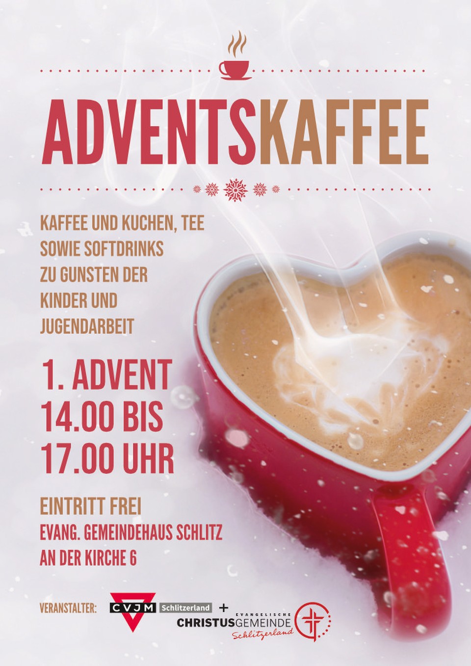 Adventskaffee, 4. Advent, 30. November 2025, 14 - 17 Uhr, Gemeindehaus Schlitz