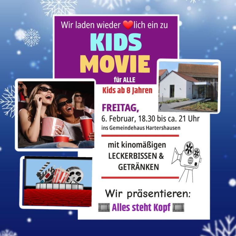 Kids Movie "Alles steht Kopf", 06.02.2026, 18.30 Uhr, Gemeindehaus Hartershausen