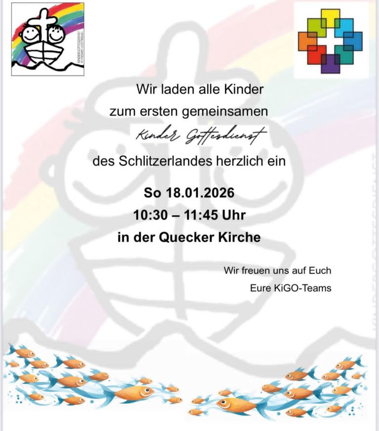 Gemeinsamer Kindergottesdienst im Schlitzerland, 18.01.2026, 10.30 Uhr, Kirche Queck